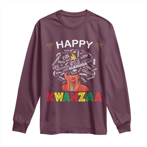 Happy Kwanzaa Long Sleeve Shirt African American Afro Queen Nguzo Saba TS10 Maroon Print Your Wear