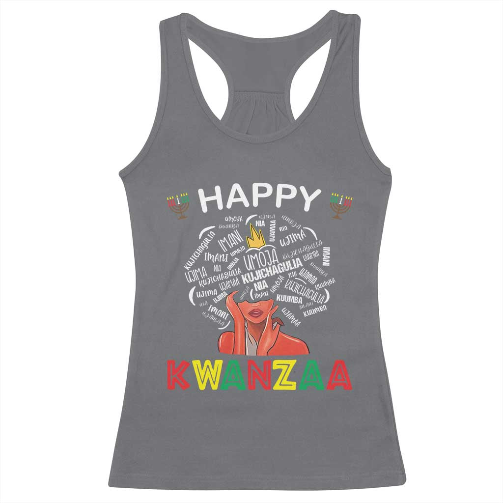 Happy Kwanzaa Racerback Tank Top African American Afro Queen Nguzo Saba TS10 Charcoal Print Your Wear