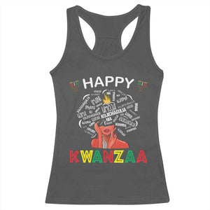Happy Kwanzaa Racerback Tank Top African American Afro Queen Nguzo Saba TS10 Dark Heather Print Your Wear