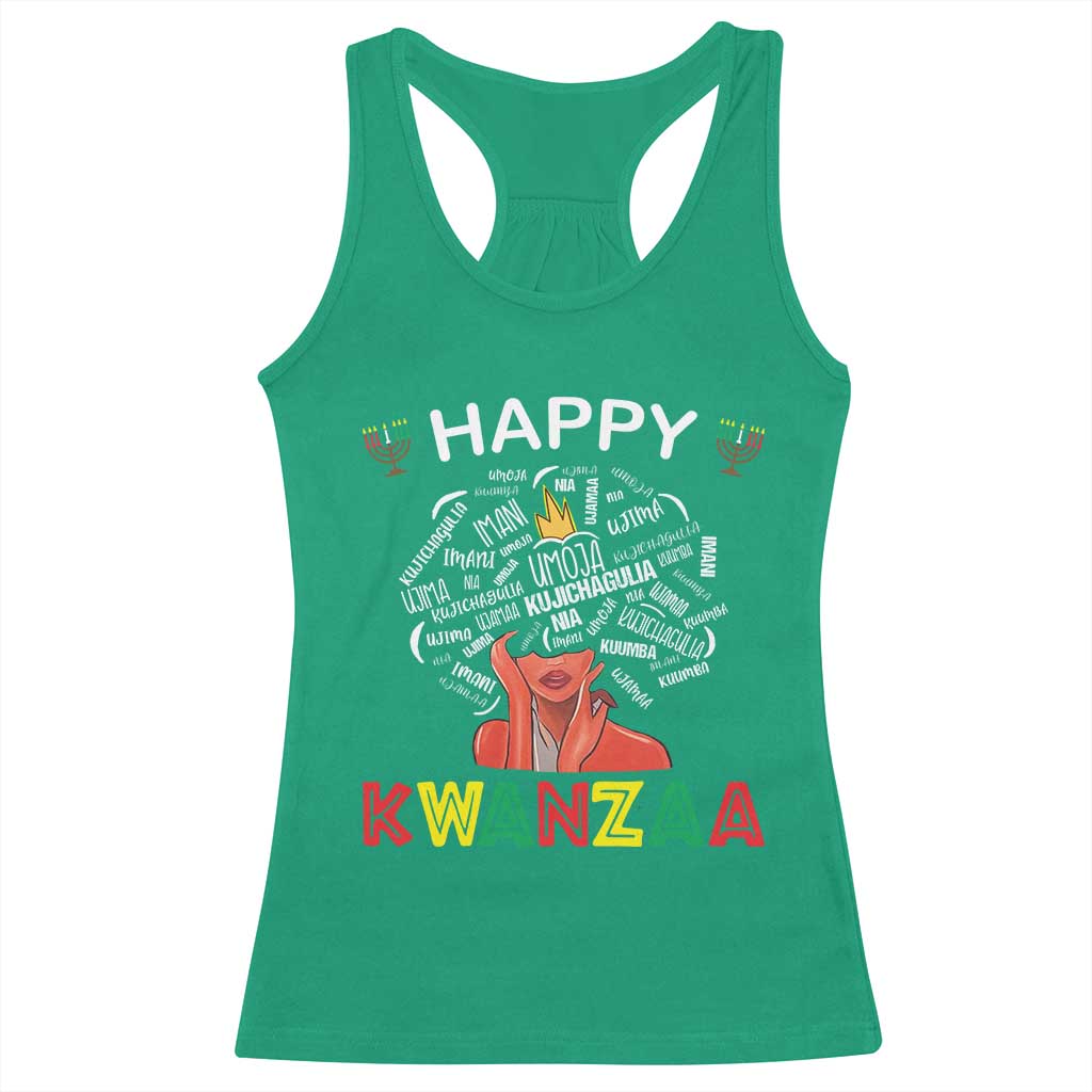 Happy Kwanzaa Racerback Tank Top African American Afro Queen Nguzo Saba TS10 Irish Green Print Your Wear