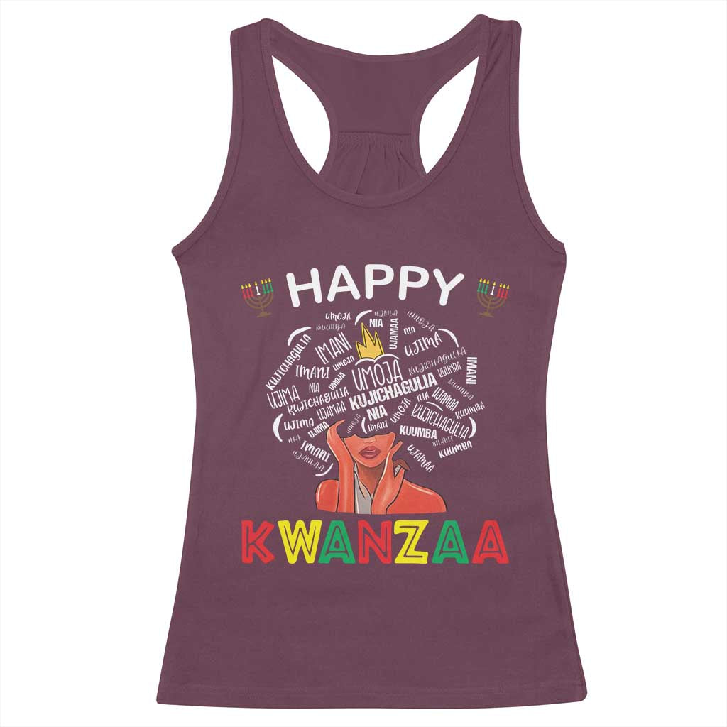 Happy Kwanzaa Racerback Tank Top African American Afro Queen Nguzo Saba TS10 Maroon Print Your Wear