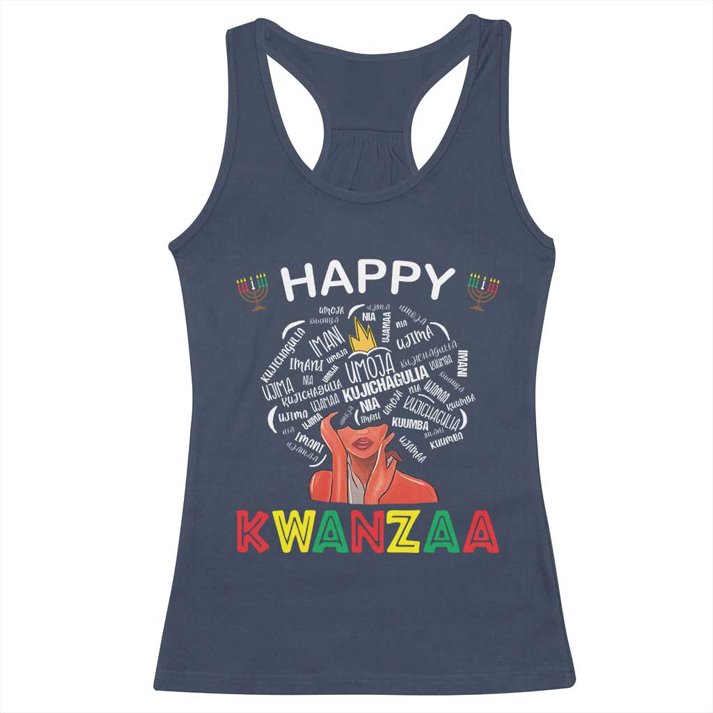 Happy Kwanzaa Racerback Tank Top African American Afro Queen Nguzo Saba TS10 Navy Print Your Wear