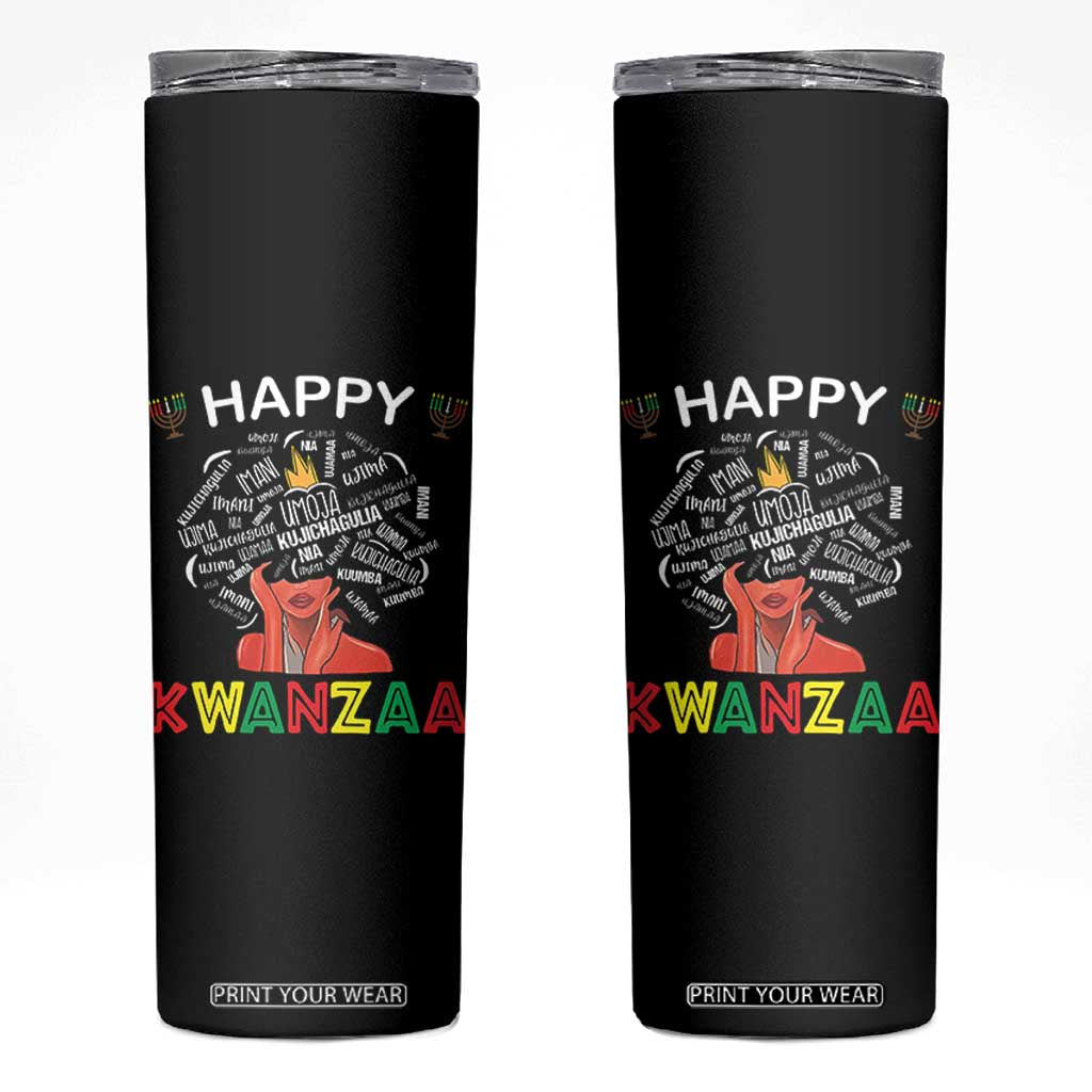 Happy Kwanzaa Skinny Tumbler African American Afro Queen Nguzo Saba TS10 Black Print Your Wear