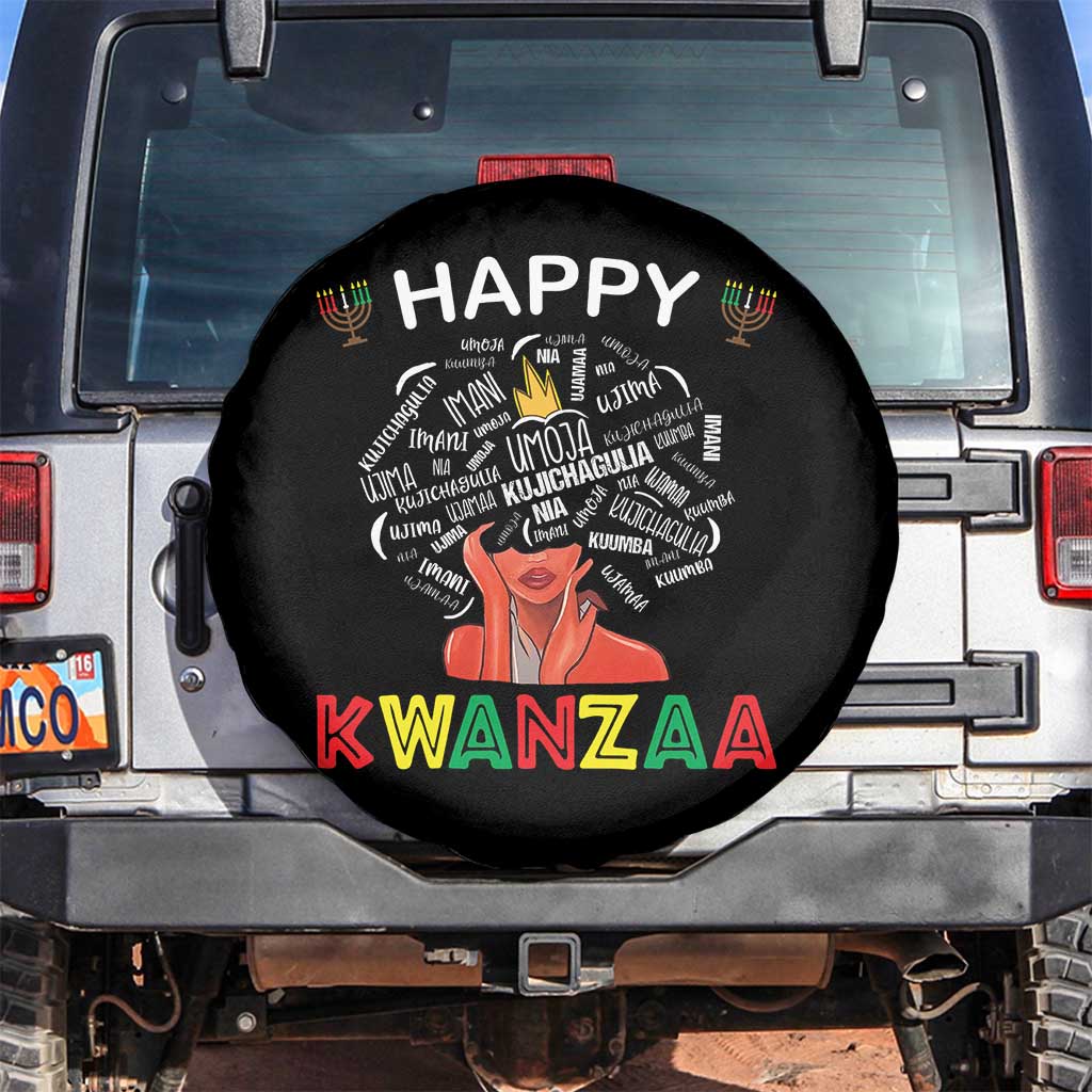 Happy Kwanzaa Spare Tire Cover African American Afro Queen Nguzo Saba TS10 No hole Black Print Your Wear