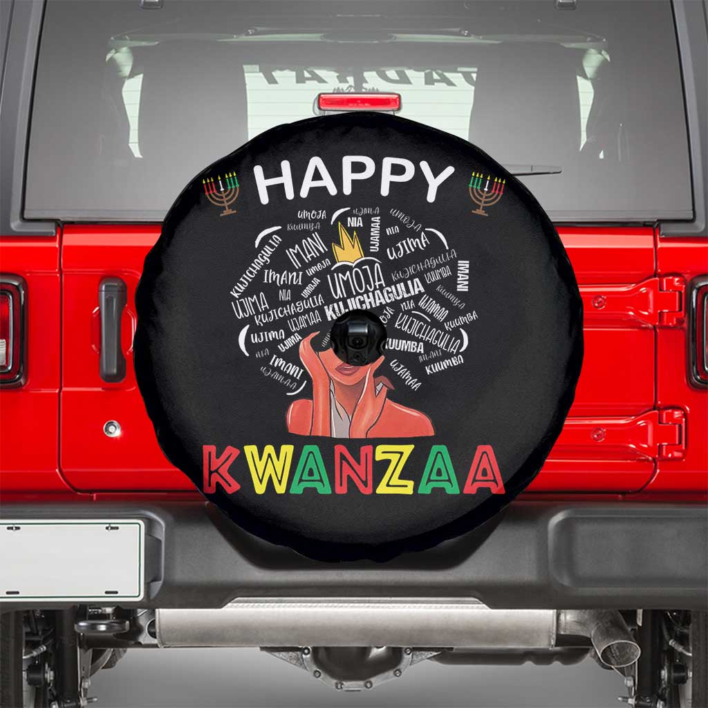 Happy Kwanzaa Spare Tire Cover African American Afro Queen Nguzo Saba TS10 Black Print Your Wear
