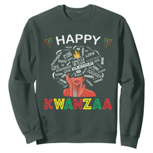 Happy Kwanzaa Sweatshirt African American Afro Queen Nguzo Saba TS10 Dark Forest Green Print Your Wear