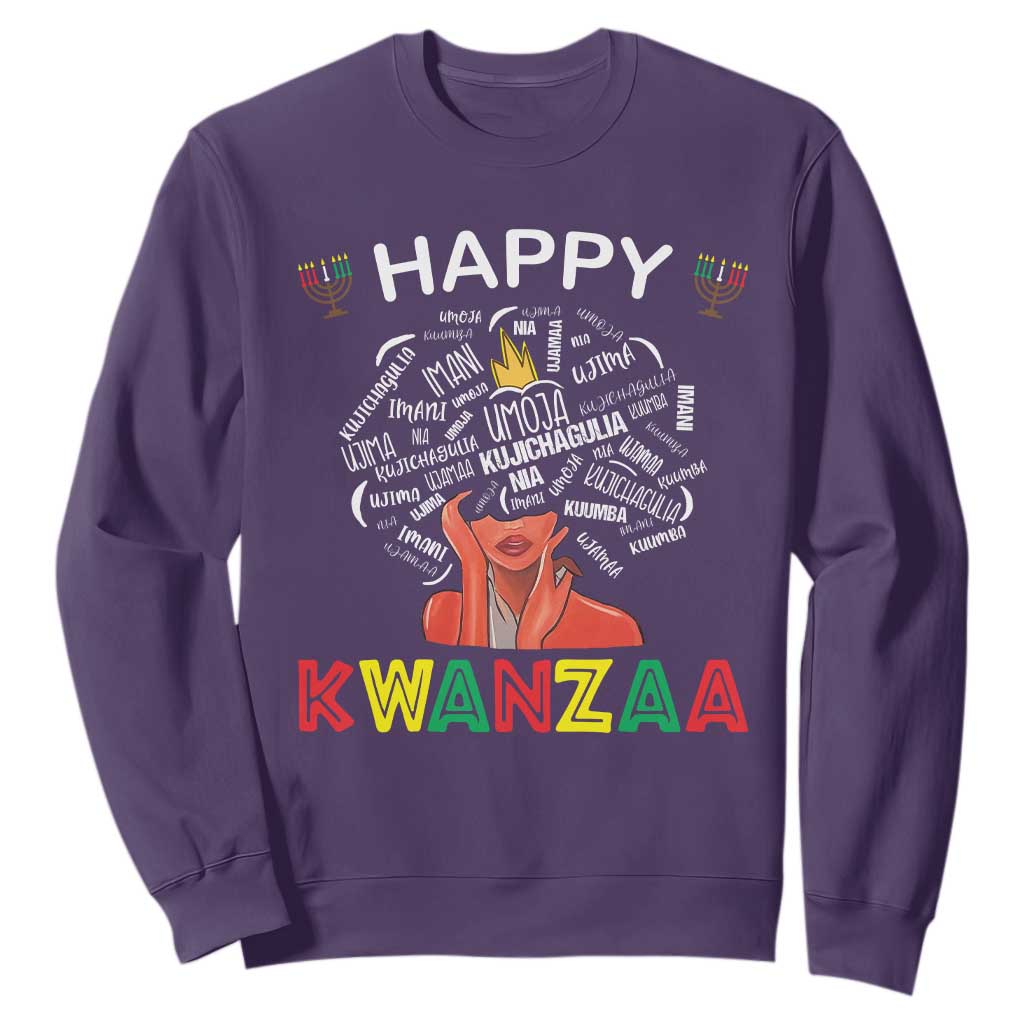Happy Kwanzaa Sweatshirt African American Afro Queen Nguzo Saba TS10 Purple Print Your Wear