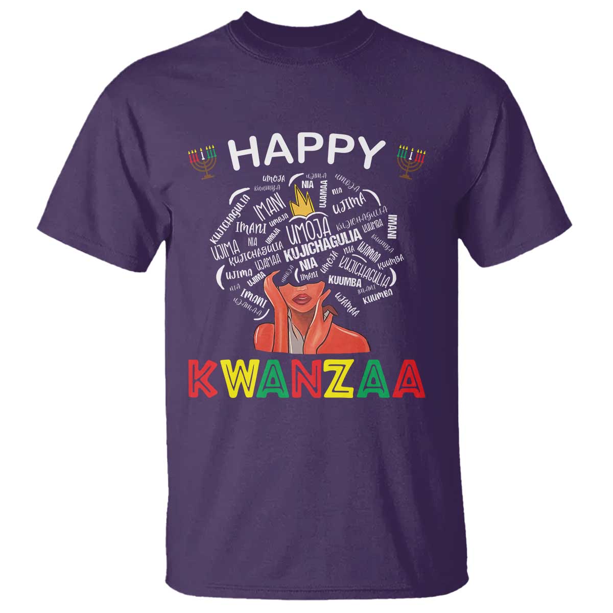 Happy Kwanzaa T Shirt African American Afro Queen Nguzo Saba TS10 Purple Print Your Wear