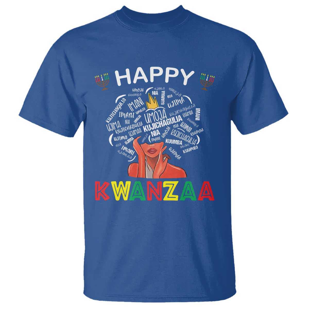 Happy Kwanzaa T Shirt African American Afro Queen Nguzo Saba TS10 Royal Blue Print Your Wear