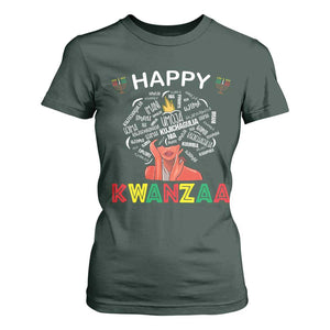 Happy Kwanzaa T Shirt For Women African American Afro Queen Nguzo Saba TS10 Dark Forest Green Print Your Wear