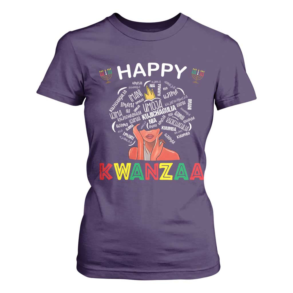 Happy Kwanzaa T Shirt For Women African American Afro Queen Nguzo Saba TS10 Purple Print Your Wear
