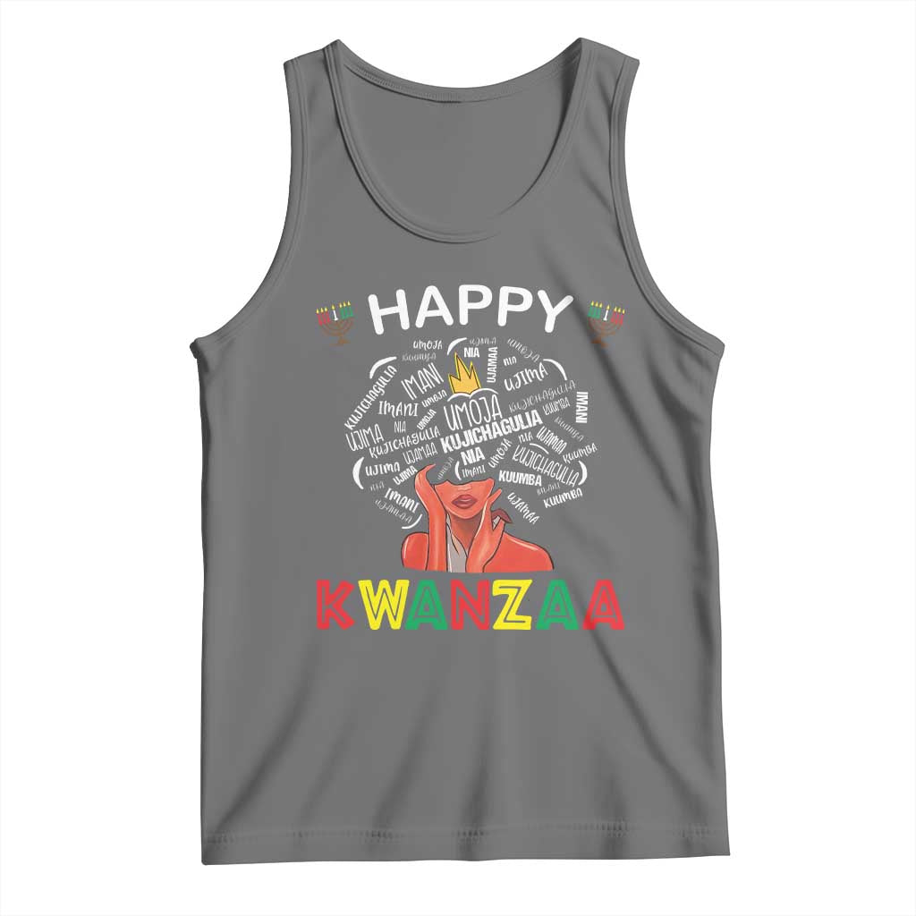Happy Kwanzaa Tank Top African American Afro Queen Nguzo Saba TS10 Black Heather Print Your Wear