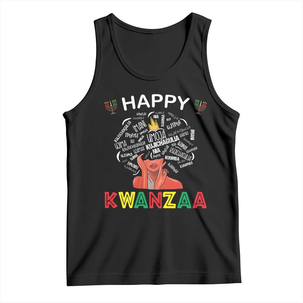 Happy Kwanzaa Tank Top African American Afro Queen Nguzo Saba TS10 Black Print Your Wear