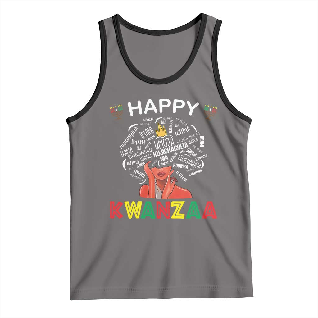 Happy Kwanzaa Tank Top African American Afro Queen Nguzo Saba TS10 Deep Heather Black Print Your Wear