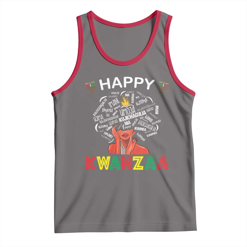 Happy Kwanzaa Tank Top African American Afro Queen Nguzo Saba TS10 Deep Heather Red Print Your Wear