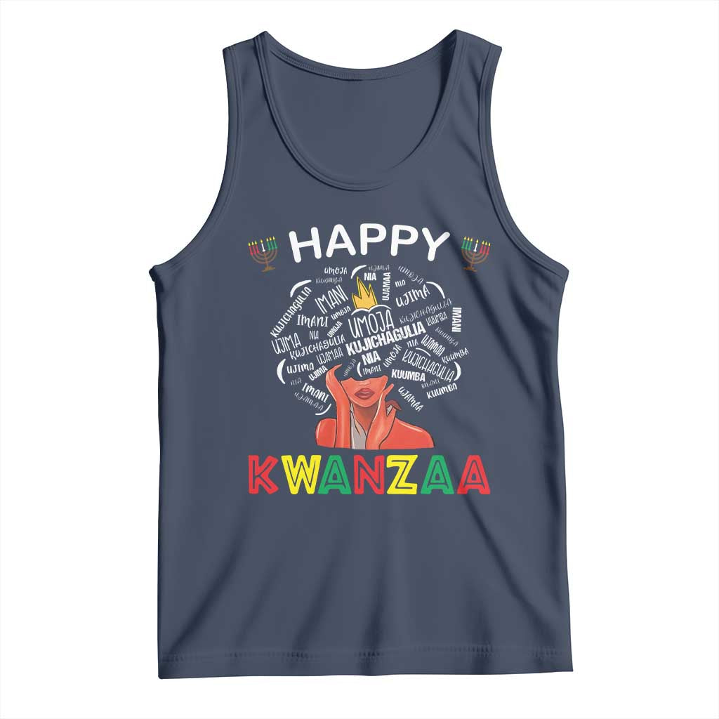 Happy Kwanzaa Tank Top African American Afro Queen Nguzo Saba TS10 Navy Print Your Wear