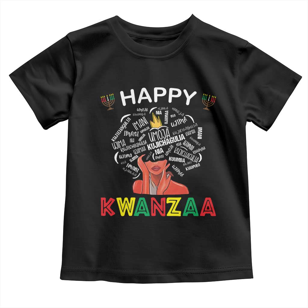 Happy Kwanzaa Toddler T Shirt African American Afro Queen Nguzo Saba TS10 Black Print Your Wear