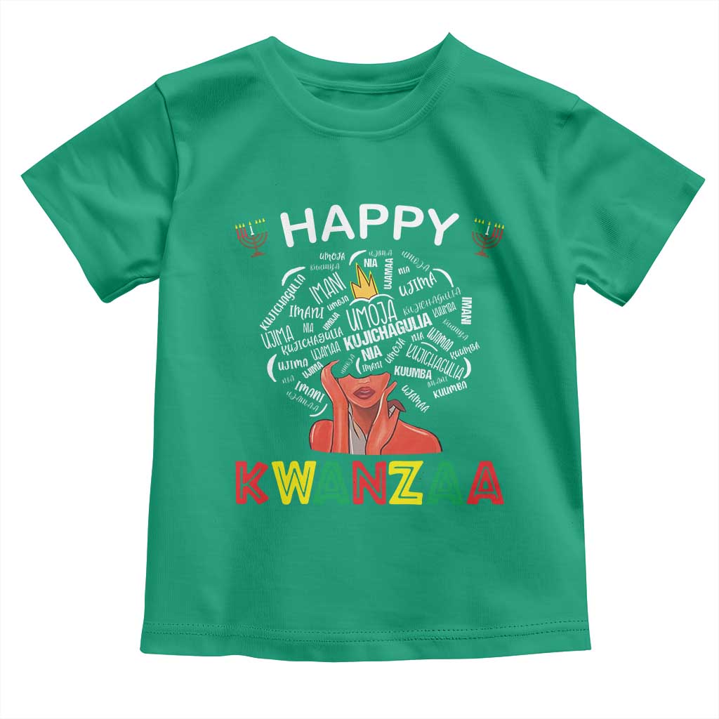 Happy Kwanzaa Toddler T Shirt African American Afro Queen Nguzo Saba TS10 Irish Green Print Your Wear