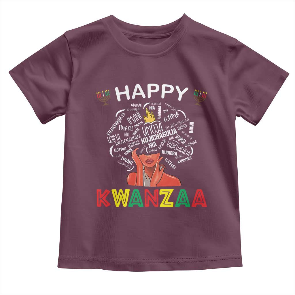 Happy Kwanzaa Toddler T Shirt African American Afro Queen Nguzo Saba TS10 Maroon Print Your Wear
