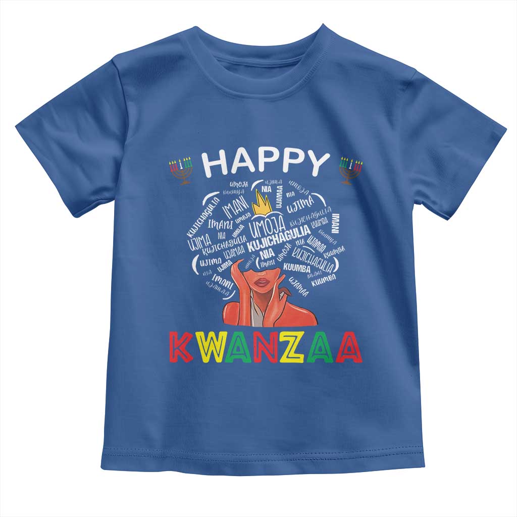 Happy Kwanzaa Toddler T Shirt African American Afro Queen Nguzo Saba TS10 Royal Blue Print Your Wear