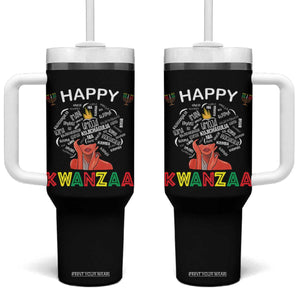 Happy Kwanzaa Tumbler With Handle African American Afro Queen Nguzo Saba TS10 One Size: 40 oz Black Print Your Wear