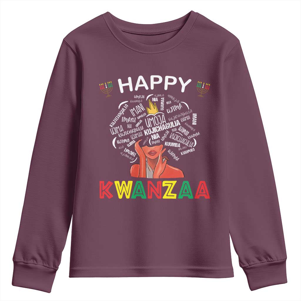 Happy Kwanzaa Youth Sweatshirt African American Afro Queen Nguzo Saba TS10 Maroon Print Your Wear