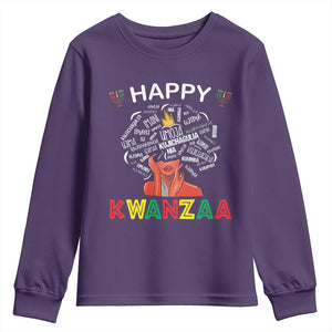 Happy Kwanzaa Youth Sweatshirt African American Afro Queen Nguzo Saba TS10 Purple Print Your Wear