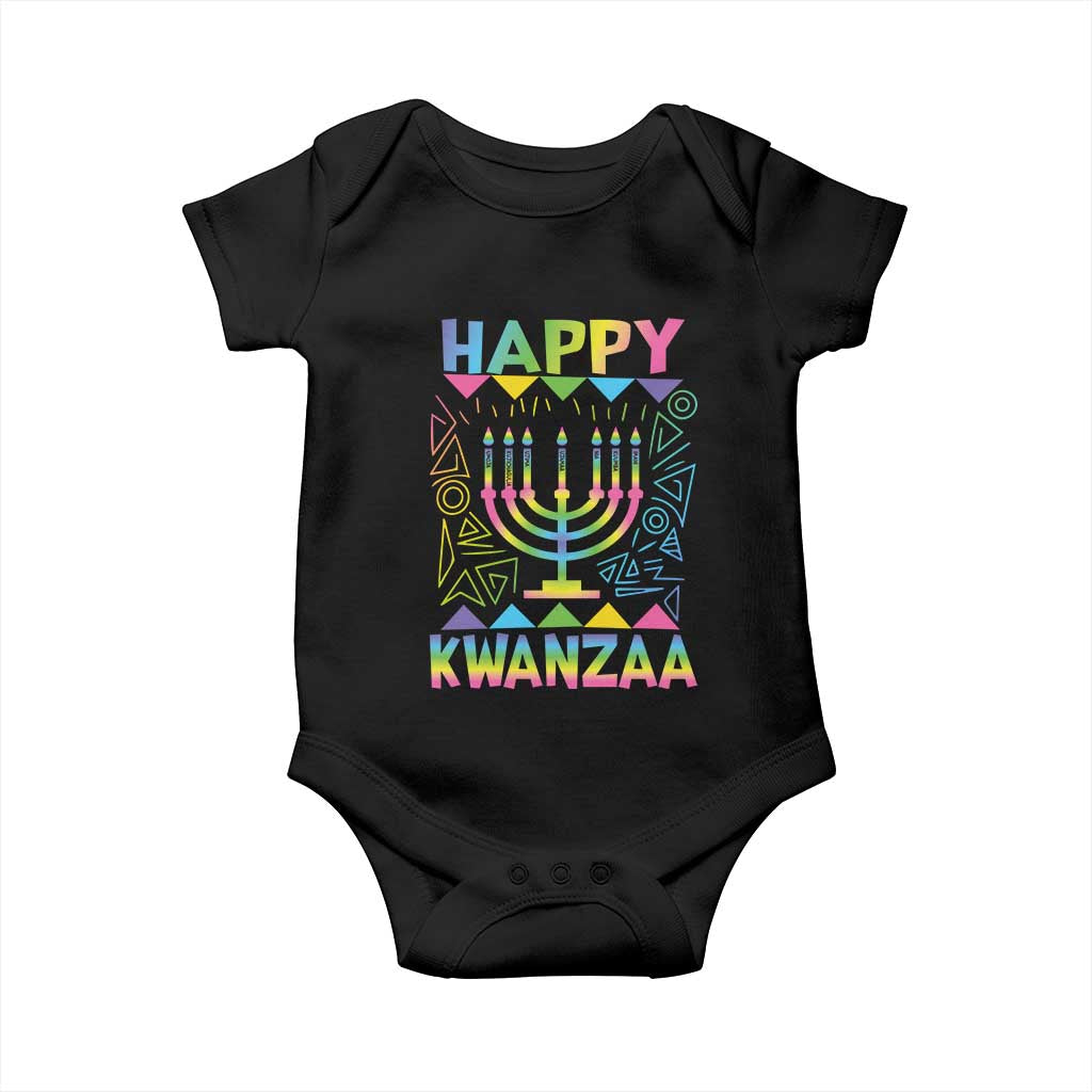 Happy Kwanzaa Baby Onesie Christmas African American Heritage Holiday Kinara Mazao TS10 Black Print Your Wear
