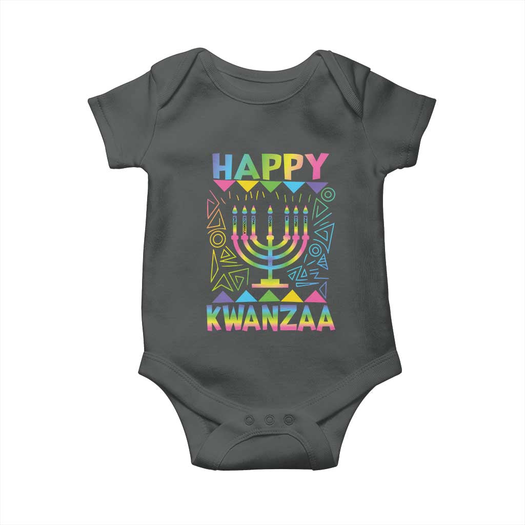Happy Kwanzaa Baby Onesie Christmas African American Heritage Holiday Kinara Mazao TS10 Dark Heather Print Your Wear