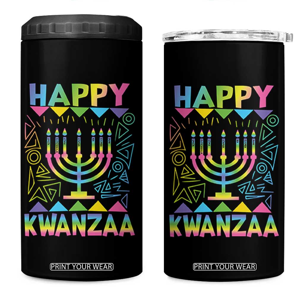 Happy Kwanzaa 4 in 1 Can Cooler Tumbler Christmas African American Heritage Holiday Kinara Mazao TS10 One Size: 16 oz Black Print Your Wear