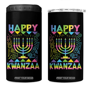 Happy Kwanzaa 4 in 1 Can Cooler Tumbler Christmas African American Heritage Holiday Kinara Mazao TS10 One Size: 16 oz Black Print Your Wear