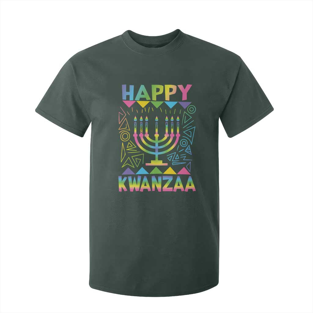 Happy Kwanzaa T Shirt For Kid Christmas African American Heritage Holiday Kinara Mazao TS10 Dark Forest Green Print Your Wear