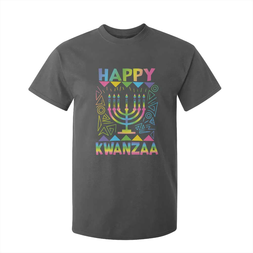 Happy Kwanzaa T Shirt For Kid Christmas African American Heritage Holiday Kinara Mazao TS10 Dark Heather Print Your Wear