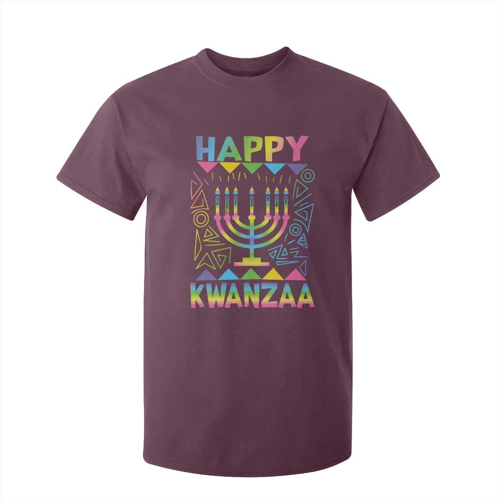 Happy Kwanzaa T Shirt For Kid Christmas African American Heritage Holiday Kinara Mazao TS10 Maroon Print Your Wear