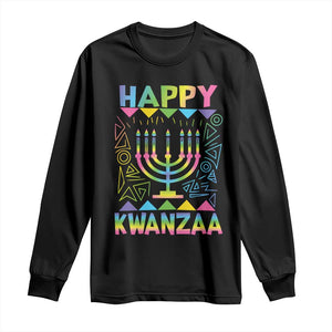 Happy Kwanzaa Long Sleeve Shirt Christmas African American Heritage Holiday Kinara Mazao TS10 Black Print Your Wear