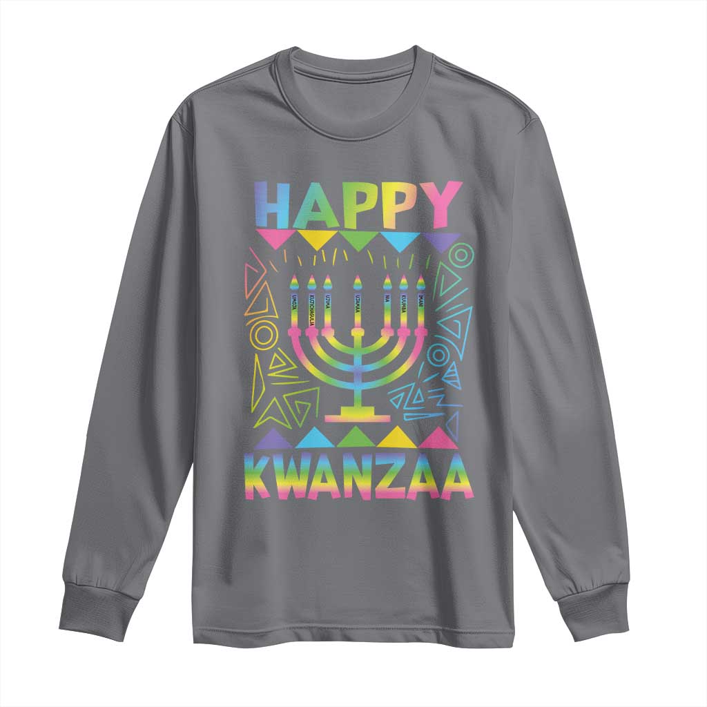 Happy Kwanzaa Long Sleeve Shirt Christmas African American Heritage Holiday Kinara Mazao TS10 Charcoal Print Your Wear