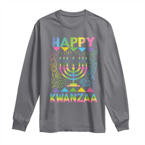 Happy Kwanzaa Long Sleeve Shirt Christmas African American Heritage Holiday Kinara Mazao TS10 Charcoal Print Your Wear