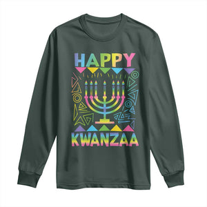 Happy Kwanzaa Long Sleeve Shirt Christmas African American Heritage Holiday Kinara Mazao TS10 Dark Forest Green Print Your Wear