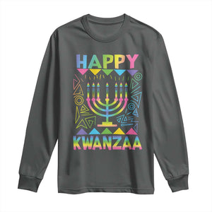 Happy Kwanzaa Long Sleeve Shirt Christmas African American Heritage Holiday Kinara Mazao TS10 Dark Heather Print Your Wear