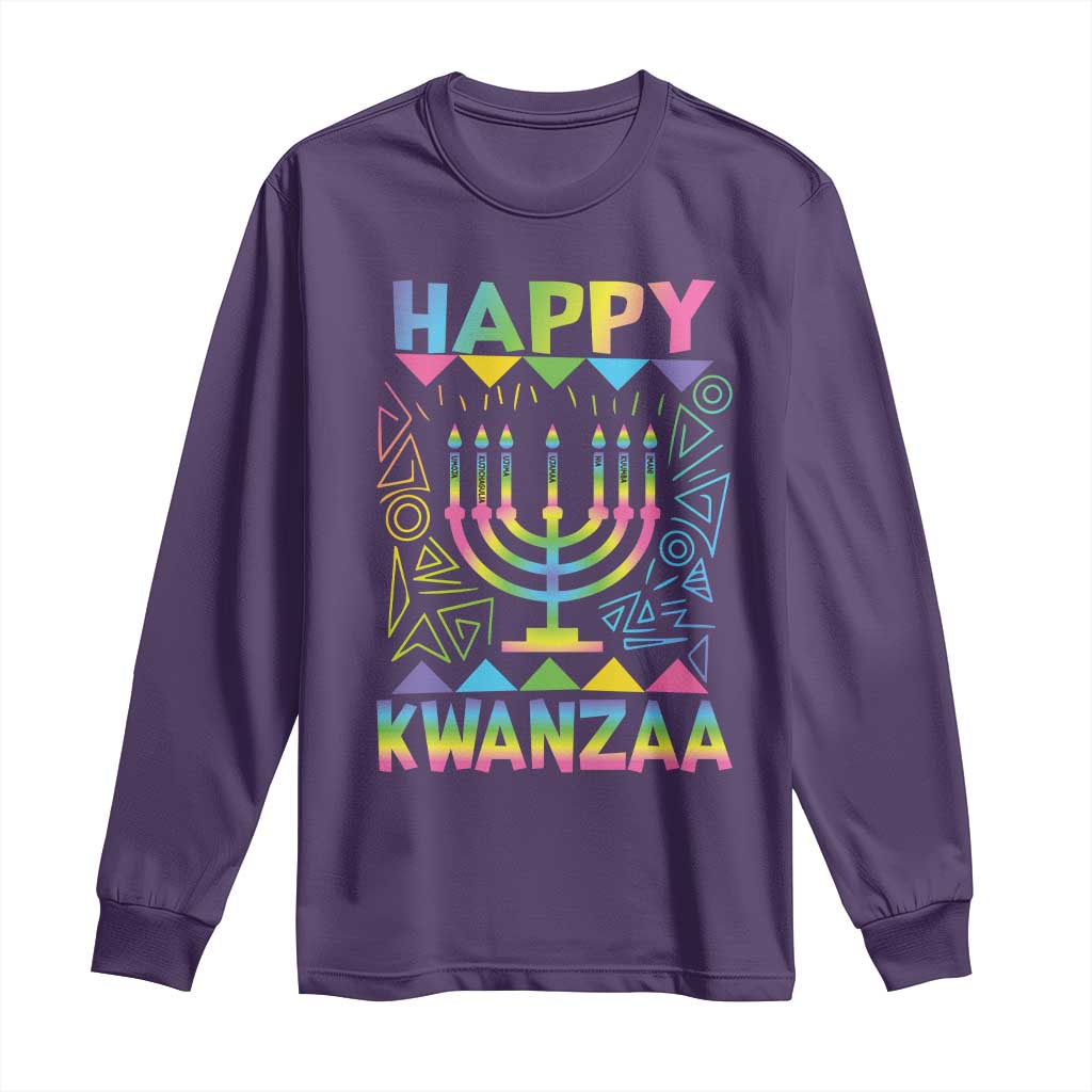 Happy Kwanzaa Long Sleeve Shirt Christmas African American Heritage Holiday Kinara Mazao TS10 Purple Print Your Wear