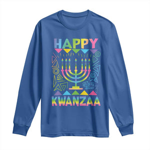 Happy Kwanzaa Long Sleeve Shirt Christmas African American Heritage Holiday Kinara Mazao TS10 Royal Blue Print Your Wear