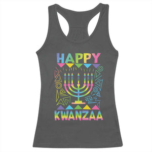 Happy Kwanzaa Racerback Tank Top Christmas African American Heritage Holiday Kinara Mazao TS10 Dark Heather Print Your Wear