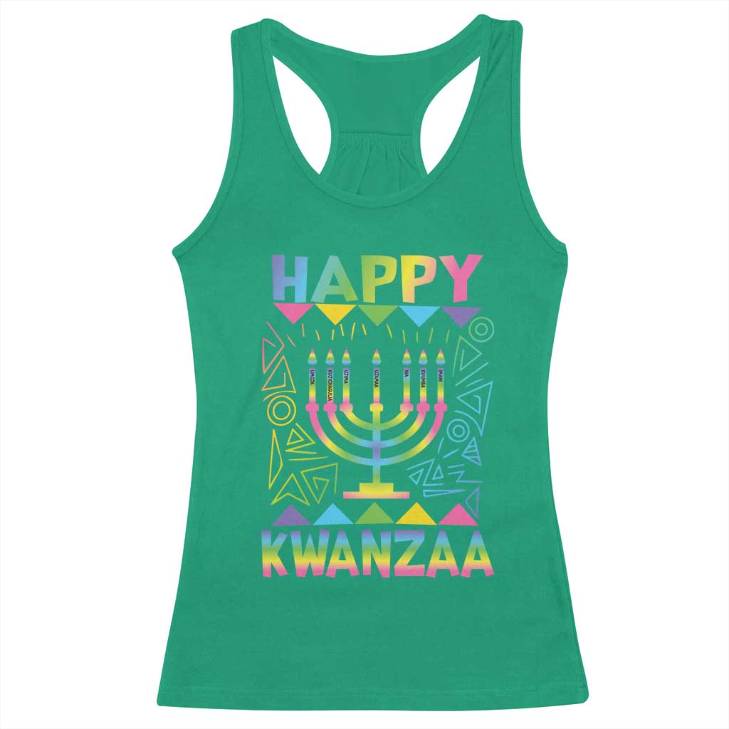 Happy Kwanzaa Racerback Tank Top Christmas African American Heritage Holiday Kinara Mazao TS10 Irish Green Print Your Wear