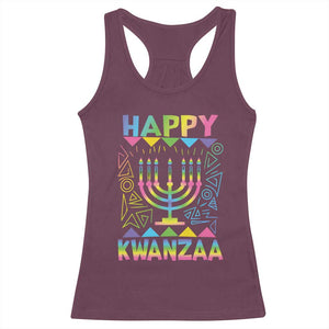 Happy Kwanzaa Racerback Tank Top Christmas African American Heritage Holiday Kinara Mazao TS10 Maroon Print Your Wear