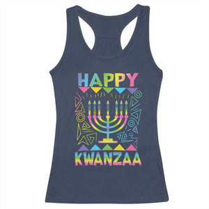 Happy Kwanzaa Racerback Tank Top Christmas African American Heritage Holiday Kinara Mazao TS10 Navy Print Your Wear