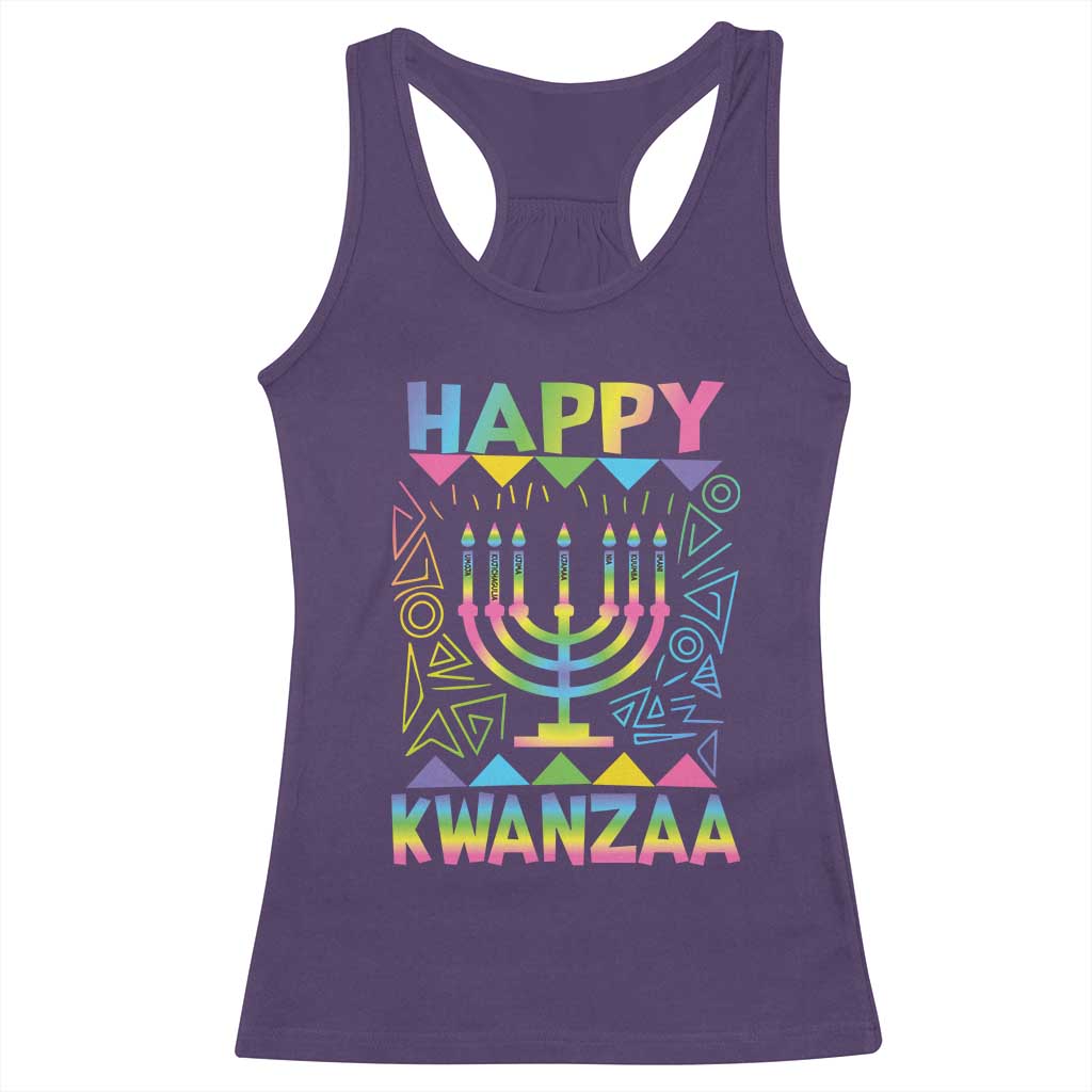 Happy Kwanzaa Racerback Tank Top Christmas African American Heritage Holiday Kinara Mazao TS10 Purple Print Your Wear