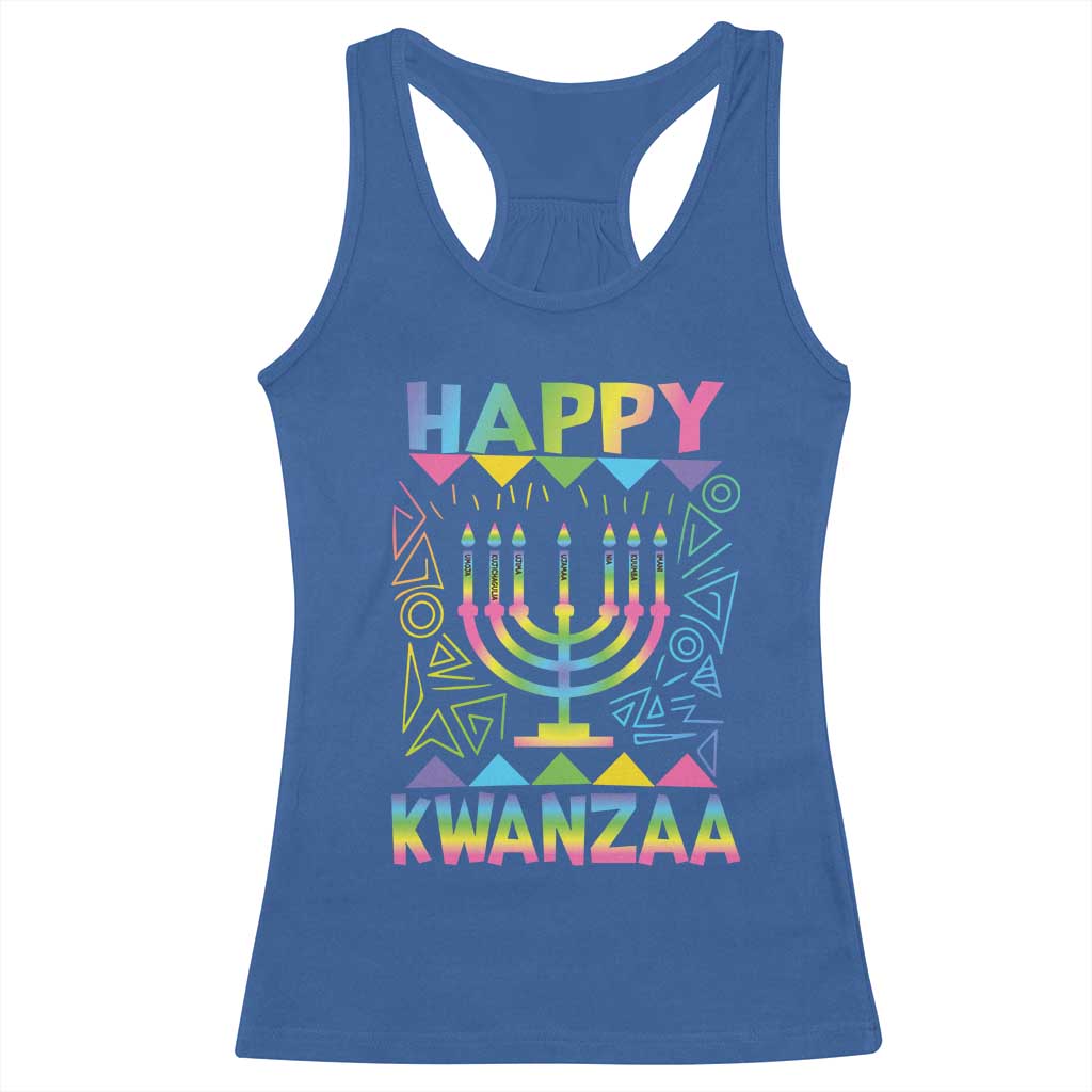 Happy Kwanzaa Racerback Tank Top Christmas African American Heritage Holiday Kinara Mazao TS10 Royal Blue Print Your Wear