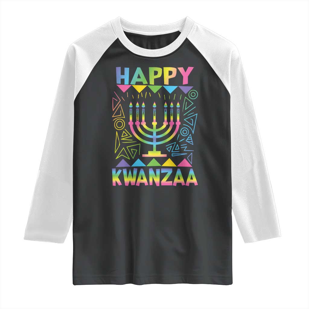 Happy Kwanzaa Raglan Shirt Christmas African American Heritage Holiday Kinara Mazao TS10 Black White Print Your Wear