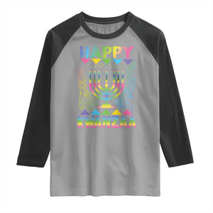 Happy Kwanzaa Raglan Shirt Christmas African American Heritage Holiday Kinara Mazao TS10 Sport Gray Black Print Your Wear