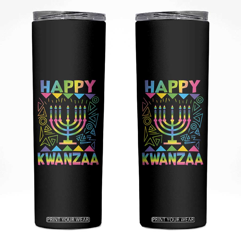 Happy Kwanzaa Skinny Tumbler Christmas African American Heritage Holiday Kinara Mazao TS10 Black Print Your Wear